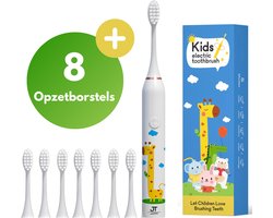 JT Products Sonische Elektrische Baby Tandenborstel Wit Giraffe – Vanaf 3 Jaar - Oplaadbaar - Met Timer - 5 Poetsstanden - Peuter - Kind - Waterdicht - Cadeau Baby - Elektrische Tandenborstel Kinderen - Kindertandenborstel - Electrische Tandenborstel