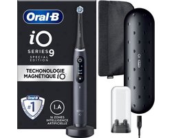 Oral-B iO 9 elektrische tandenborstel - zwart - Bluetooth verbonden, 1 opzetborstel, 1 oplader reisetui, 1 magnetisch etui