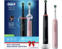 Oral-B Pro 3 - 3900 - Zwarte en Roze - Elektrische Tandenborstel