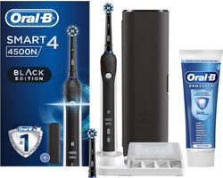 Oral-B Smart 4 4500N Oplaadbare Elektrische Tandenborstel Zwart - Inclusief 2 Opzetborstels, Reisetui & Pro-Expert Tandpasta - Complete kit