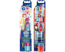 Oral-B Stages Power Kids elektrische tandenborstel (2 stuks) op batterijen met Disney Cars en Princess - DUO pack