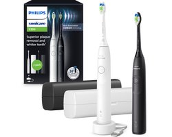 Philips Sonicare 5300 Series - Elektrische Tandenborstels - Wit & Zwart - Duopack- 2 reisetuis - Wittere tanden - HX7109/01