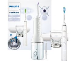 Philips Sonicare 9000 Diamond Clean Wit (HX9911/27) + Power Flosser 3000 Monddouche Wit (HX3806/31) - Elektrische Tandenborstel en Flosapparaat