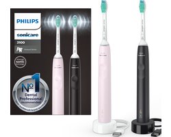 Philips Sonicare Series 3100 HX3675/15 - Elektrische tandenborstel - Zwart & Roze - Duopack