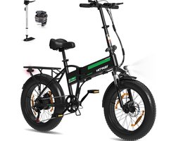 Hitway Elektrische Fiets BK10SP - 20*4.0 Inch Fat Tire City Commuter EBike met Afneembare 48V 13Ah Lithium Batterij - Opvouwbaar Mountain E-Bike met 250W Motor - 7 Versnellingen - IP54 Waterdicht