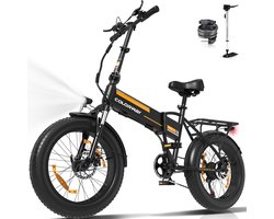 Colorway Elektrische Fiets BK10 - 20*4.0 Inch Fat Tire City Commuter EBike met Afneembare 36V 12Ah Lithium Batterij - Opvouwbaar Mountain E-Bike met 250W Motor - 7 Versnellingen - IP54 Waterdicht