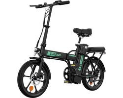 ELEKGO EG5 - Elektrische Fiets - E-Bike Opvouwbaar - 16 Inch -Met schokabsorptie - zwart