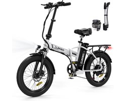 ELEKGO Elektrische Fiets EG11 - 20*3.0 Inch Fat Tire City Commuter EBike met Afneembare 36V 12Ah Lithium Batterij - Opvouwbaar Mountain E-Bike met 250W Motor - 7 Versnellingen - IP54 Waterdicht