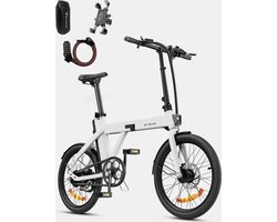 ENGWE P20 Opvouwbare elektrische fiets,36V 9.6A accu, 20*1.95” banden, 25km/h max snelheid, 100km actieradius, hydraulische schijfremmen Wit——Beperkte tijd gratis - stuurtas + gsm-houder + cijferslot