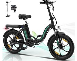 Hitway Elektrische Fiets BK6S - 20*3.0 Inch Fat Tire City Commuter EBike met Afneembare 36V 12Ah Lithium Batterij - Opvouwbaar Mountain E-Bike met 250W Motor - 7 Versnellingen - IP54 Waterdicht