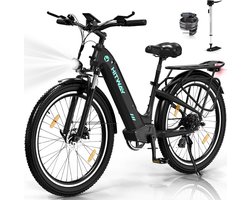 Hitway Elektrische Fiets BK16 - 26*3.0 Inch City Commuter EBike met Afneembare 48V 18Ah Lithium Batterij - Mountain E-Bike met 250W Motor - 7 Versnellingen - IP54 Waterdicht