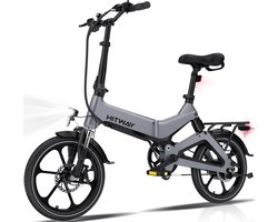 Hitway Elektrische Fiets BK2 - 16 Inch City Commuter EBike met Afneembare 36V 7.8Ah Lithium Batterij - Opvouwbaar Mountain E-Bike met 250W Motor - IP54 Waterdicht