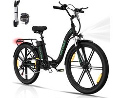 Hitway Elektrische Fiets BK37 - 26 Inch City Commuter EBike met Afneembare 36V 10.4Ah Lithium Batterij - Opvouwbaar Mountain E-Bike met 250W Motor - 7 Versnellingen - IP54 Waterdicht