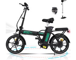 Hitway Elektrische Fiets BK5S - 16 Inch City Commuter EBike met Afneembare 36V 10.4Ah Lithium Batterij - Opvouwbaar E-Bike met 250W Motor - IP54 Waterproof