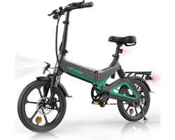 Hitway Elektrische PlooiFiets | Opvouwbare E-bike | 16 Inch | 250W Motor | Zwart/Groen