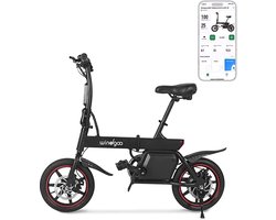 Windgoo B20 V2 - APP IOS Android - Elektrische vouwfiets - E Bike - 7.8Ah Batterij - 250W - 14 Inch - 25 KM/H - Zwart - Geen Gashendel - Straat Legaal