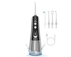 BELLAVITA ® Waterflosser - Draadloos - Tandsteen Verwijderaar - 9 Standen - 300ml - 4 Opzetstukken - Monddouche - Flosapparaat - Flosapparaten - Zwart - Black Friday - Sinterklaas - Kerst