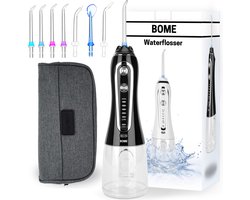 BOME Waterflosser met 7 Opzetstukjes - Monddouche - Voorkom Tandsteen - Draadloos - 5 Standen - Zwart