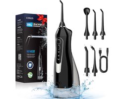 COSLUS® Tandenflosser - Tandenflosser Zwart - Tanden Flosser Elektrisch - Waterpik Waterflosser - Waterpistool Elektrisch - Waterflosser - Waterpik - Monddouche - Monddouches Elektrisch - Monddouche/Waterflosser Beste Koop - 5 Reinigingsmodi