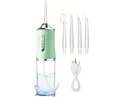 Draadloze monddouche / waterflosser - Monddouche - Draagbare Dental Tandenreiniger- WaterFlosser - 3 Modus - Oplaadbaar - USB - Draadloos- kleur: Groen - met 4 opzetstukken