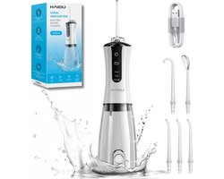 HAIDU Pro Flow – Waterflosser – 2 Modi 12 Niveaus – Waterdruk 130PSI – 350ml Waterreservoir – Monddouche – Flosapparaten – Wit