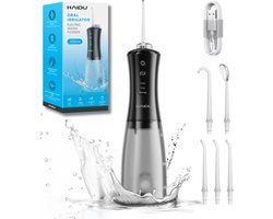 HAIDU Pro Flow – Waterflosser – 2 Modi 12 Niveaus – Waterdruk 130PSI – 350ml Waterreservoir – Monddouche – Zwart