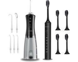 HAIDU Pro Flow Waterflosser + Elektrische Tandenborstel – Flosapparaten – Zwart