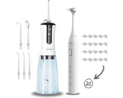 HAIDU Pro Flow Waterflosser & Elektrische Tongschraper Flosser – Monddouche – Flosapparaten – Wit