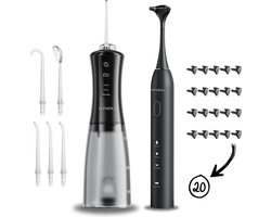 HAIDU Pro Flow Waterflosser + Elektrische Tongschraper Flosser – Monddouche –Zwart