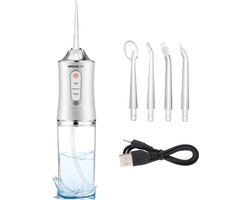 InnovaLive Waterflosser - Elektrisch - Draadloos - Professionele Monddouche - Oplaadbare Accu - Waterdicht - 3 Standen - 4 Opzetstukken - Wit