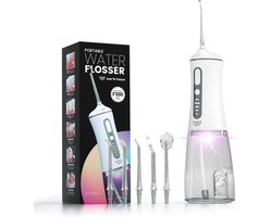 JTF UV Function F100 Water flosser Wit - Waterflosser draadloos - 5 opzetstukken - Monddouche