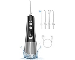 Kolap Waterflosser – 9 Standen – Monddouche – Incl. 4 opzetstukken – PREMIUM Water flosser Draadloos – Midnight Edition – Flosapparaat