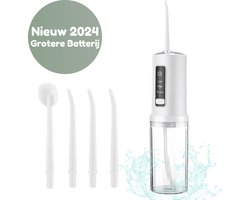 Luxevo Waterflosser - Flosapparaten - Monddouche - Draadloos - 3 Standen - Met E-Book - 250ML Watertank - Elektrisch Flosapparaat - Elektrische Tandenflosser - 4 Opzetstukken - Langere Batterijduur - Wit