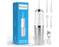 Montzys® Waterflosser met 4 Opzetstukjes - Elektrische Tandenflosser - Monddouche - Mondverzorging - Flosapparaten - Tongreiniger