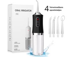 ORAL IRRIGATOR - CELOS || Waterflosser Draadloos en Draagbaar - Monddouche - Flosapparaat - Elektrische Monddouche - Met 4 opzetstukjes - Flosapparaat - 3 Modus - Tandenflosser - Draadloos en USB Oplaadbaar - Tongreiniger - Kleur: Wit