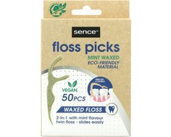 Sence Fresh Flosser 2 in 1 Bamboo 50 stuks - Voordeelverpakking 12 stuks