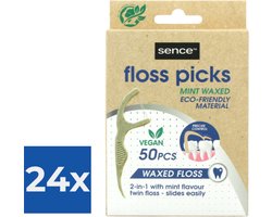 Sence Fresh Flosser 2 in 1 Bamboo 50 stuks - Voordeelverpakking 24 stuks