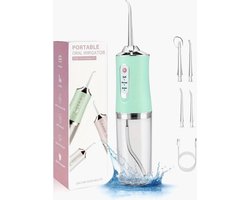 Tandheelkundige waterflosser Draadloos|| Draagbare Draadloze Waterflosser || Oral Irrigator Reiniging 3 Modi | Waterdichte Oplaadbare Tand reiniger || met 4 Nozzles || Kleur: Groen