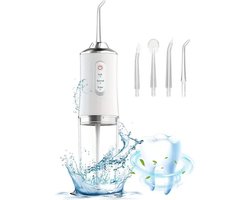 Waterflosser - Draadloze 4-in-1 Monddouche - USB Oplaadbaar - Wit, Inclusief 4 opzetstukken