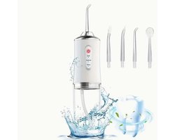 Waterflosser - Monddouche - Flos apparaat - Elektrische tandenflosser - Tandplakverwijderaar - 3 standen - Tanden flosser - Draadloos en oplaadbaar - Tongreiniger - Kleur: Wit