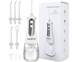 Waterflosser PRO - 350ML - 3 standen - 6 Opzetstukjes - Monddouche - Draadloos flosapparaat - Wit