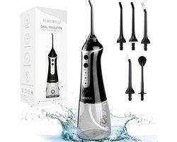 YOLO SHOP®-water flosser draadloos-elektrisch met 3 modi en 5 sproeiers- waterflosser IPX7 waterdicht-USB opladen-300 ml, oral irrigator