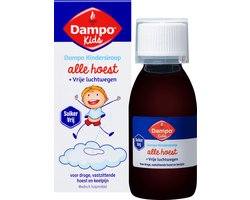 Dampo Kids Kindersiroop Alle hoest + Vrije luchtwegen - Voor droge, vastzittende hoest en keelpijn - Suikervrij - Medisch hulpmiddel - 120 ml