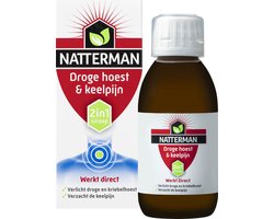 Natterman Droge Hoest & Keelpijn 2-in-1 Siroop - Verlicht droge en kriebelhoest - Verzacht de keelpijn - Hoestdrank - Medisch hulpmiddel - 150 ml