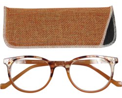 Lilly&June Leesbril Havana/Brique met Metalen Scharnier +1.5 - Met Bijpassend Etui