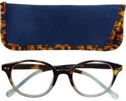 Lilly&June Leesbril Licht Blauw Transparant en Havana +1.5 - Met Bijpassend Etui