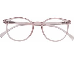 Noci Eyewear KCQ026 leesbril Sally - sterkte +5.00 Transparant roze - inclusief opbergpouch