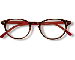 Noci Eyewear RCR003 Boston leesbril +4.50 - Demi montuur, rode poten