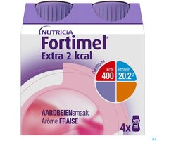 Fortimel Extra 2kcal Aardbeiensmaak Flessen 4x200ml