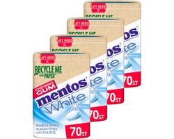 Mentos Gum | White | Sweet Mint | 4 Stuks | 4 x 105 gram (4 x 70 stuks)